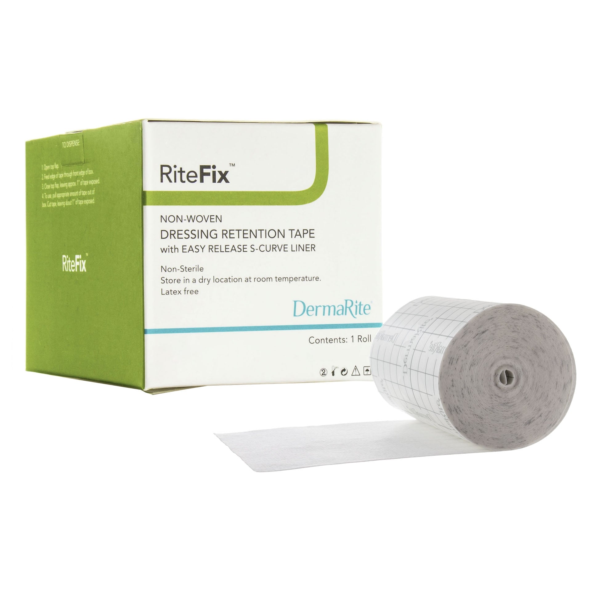 Water Resistant Dressing Retention Tape with Liner RiteFix™ White 1 Inch X 11 Yard Nonwoven NonSterile (ROLL)