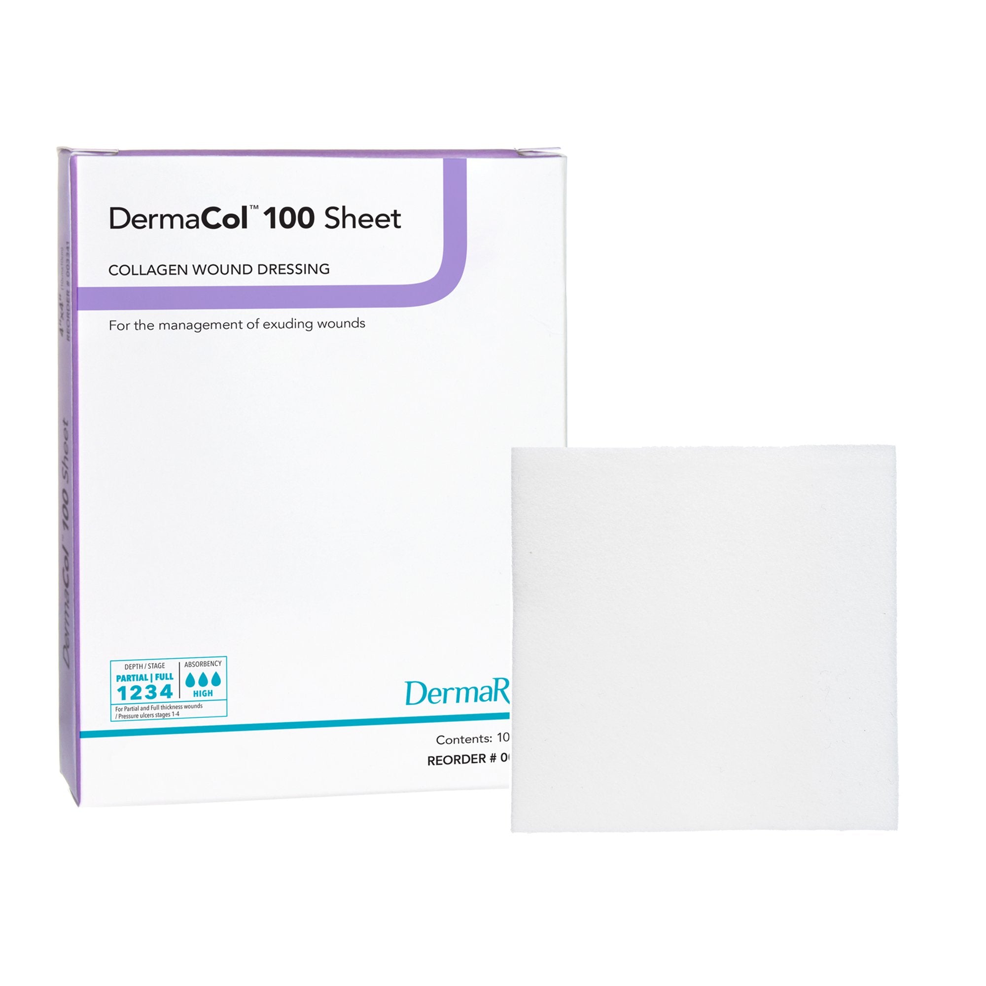 Collagen Dressing DermaCol™ 100 2 X 2 Inch Square Sterile