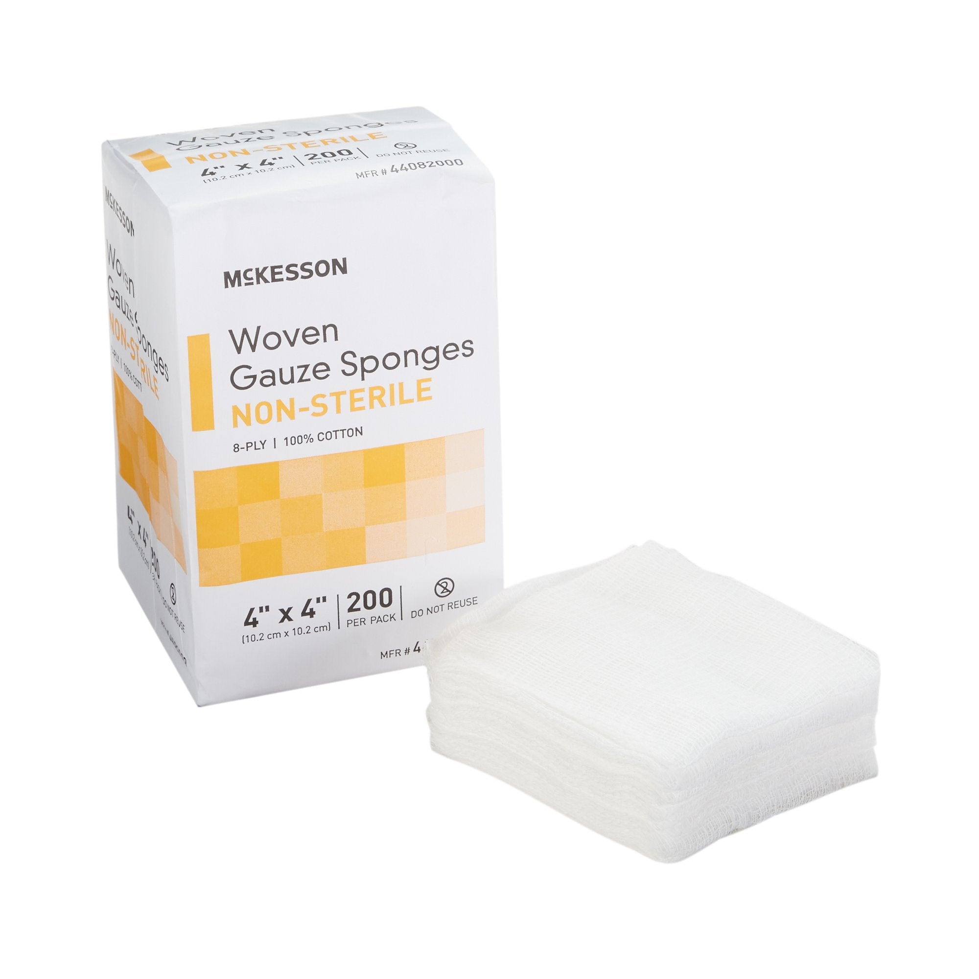 Gauze Sponge McKesson 4 X 4 Inch 8-Ply NonSterile 200 per Pack