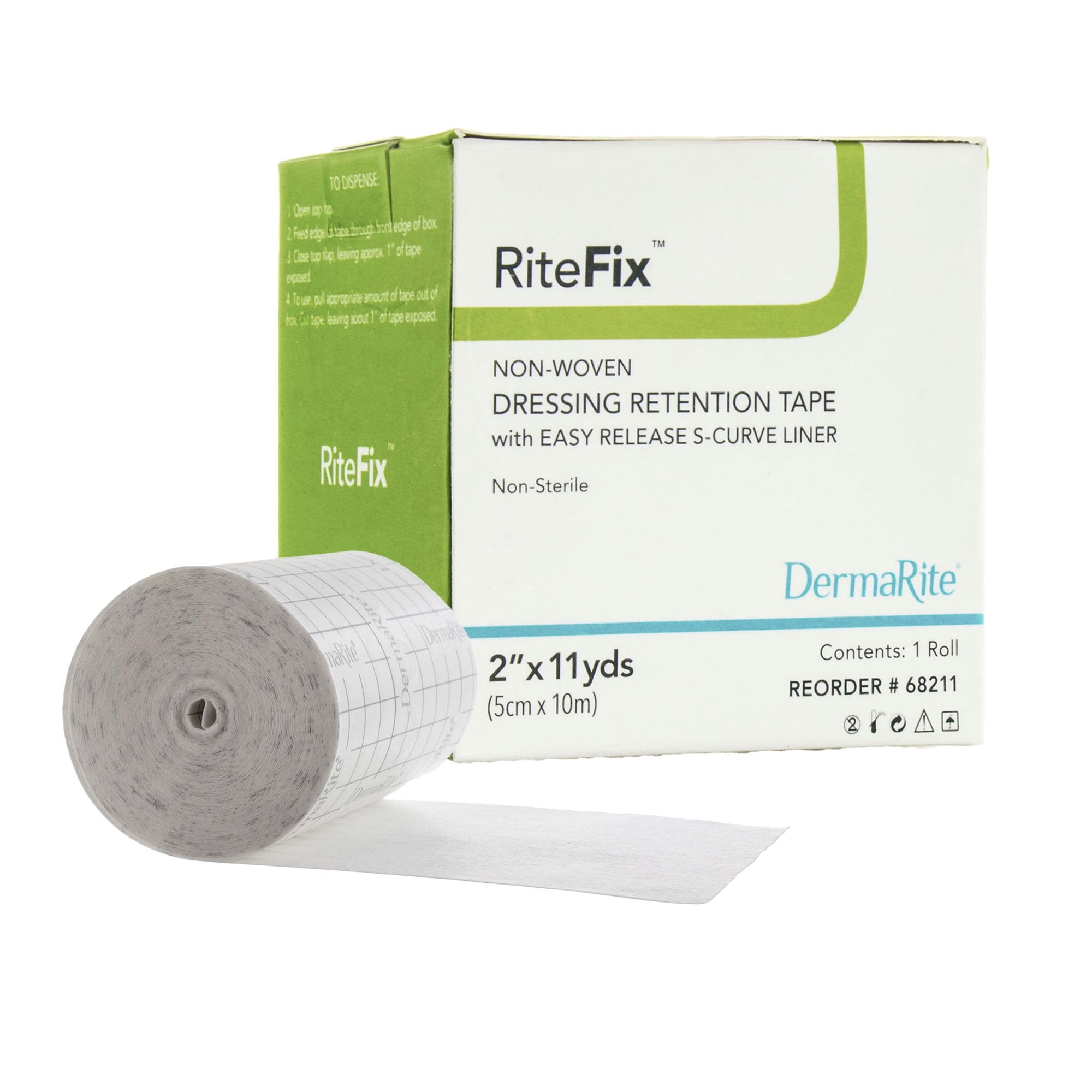 Water Resistant Dressing Retention Tape with Liner RiteFix™ White 2 Inch X 11 Yard Nonwoven NonSterile (ROLL)
