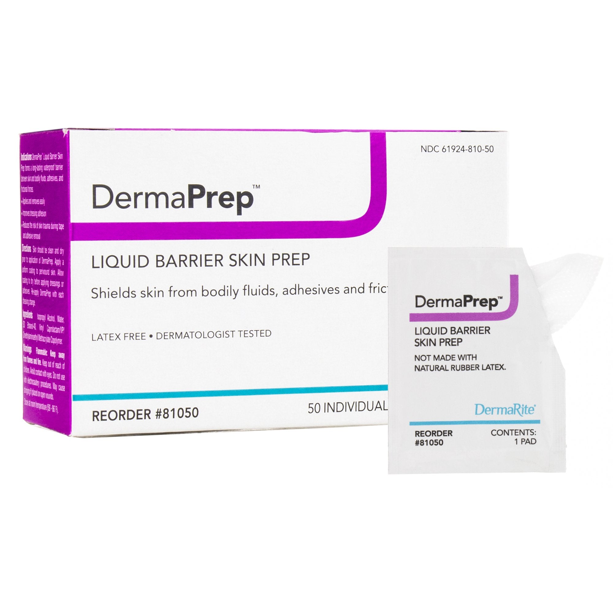 Skin Barrier Wipe DermaPrep™ 60% Strength Isopropyl Alcohol Individual Packet NonSterile (BOX/50)