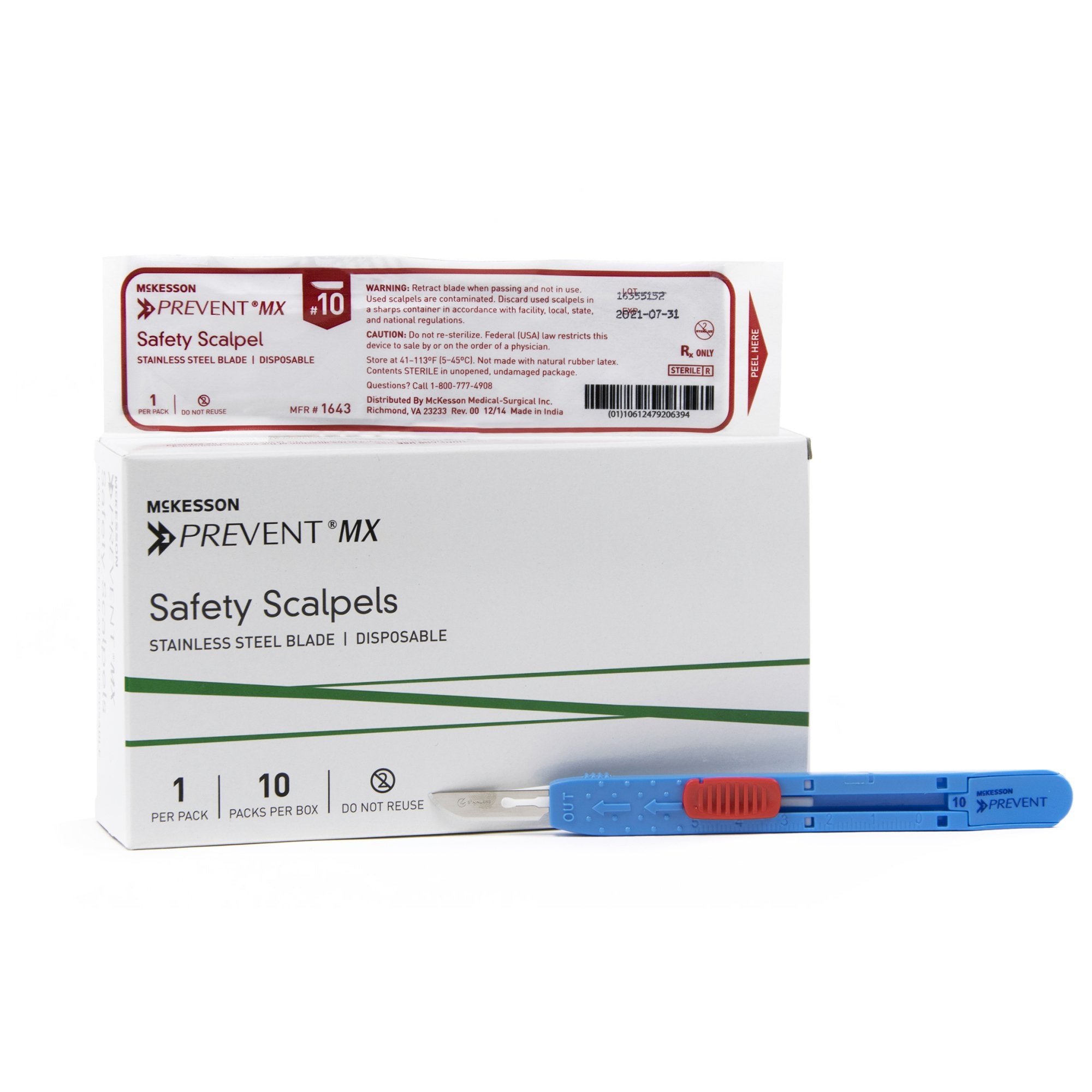 Safety Scalpel  Prevent® MX  Stainless Steel / Plastic Sensory Grip Handle Sterile Disposable